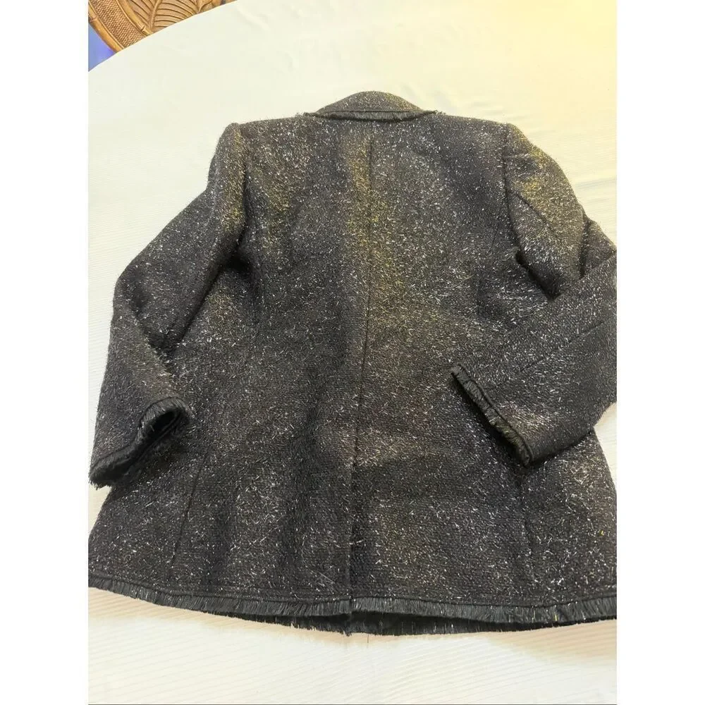 Kate Spade Black Tinsel Metallic Sequel Tweed Blazer Jacket Size 2 New